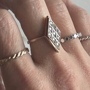 Vintage 14k gold diamond modern cocktail ring